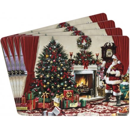 A set of 4 Classic Christmas Scene Santa Placemats