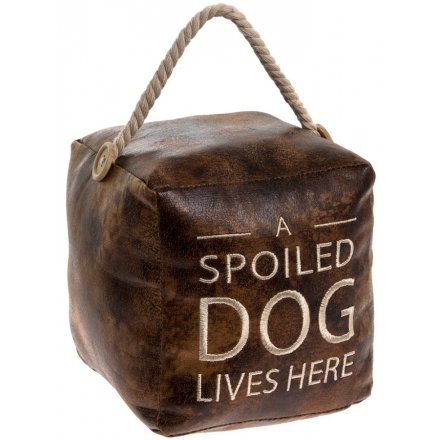 A Spoilt Dog - Square Faux Leather Doorstop
