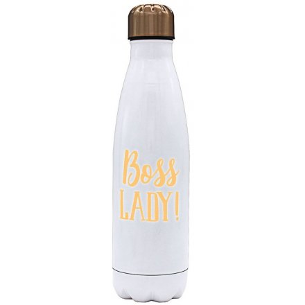 White 'Boss Lady' Metal Water Bottle
