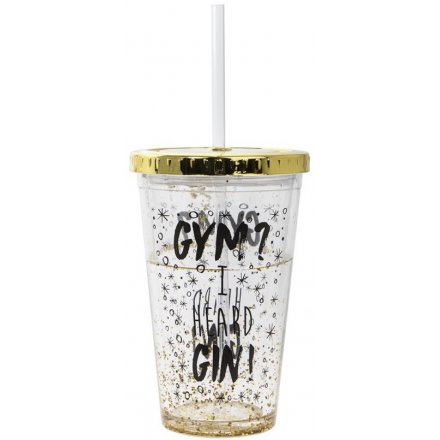 Gym? I heard Gin! Glittered Cup 