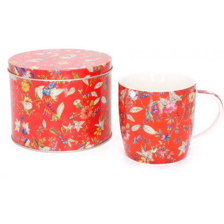 Red Floral William Kilburn - Mug In A Tin