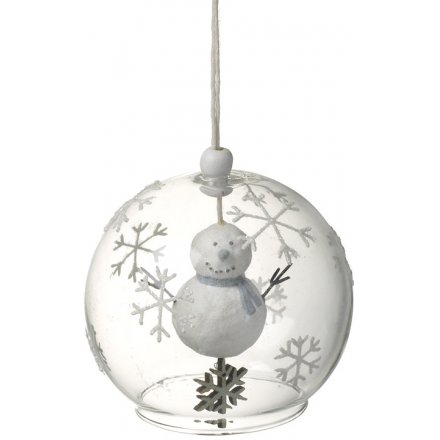 Hanging Glass Bauble with Snowman 
