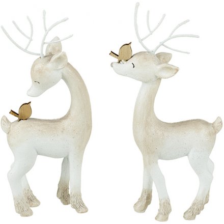 White Standing Reindeer Mix, 14.5cm