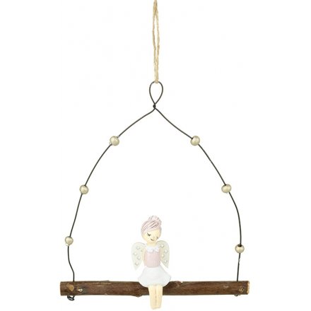 Hanging Angel on Wooden Branch, 12cm
