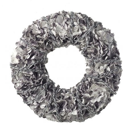 Silver Glittered Paper Wreath 26cm