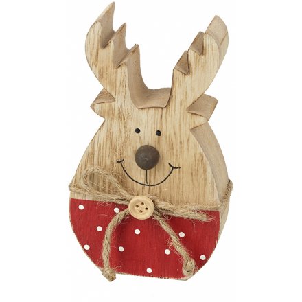 Wooden Reindeer Block 12.5cm