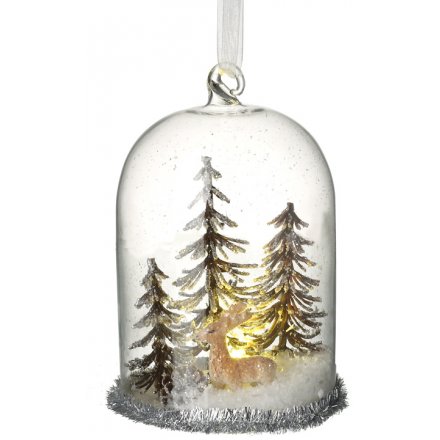 Hanging LED Dome With Winter Scene Light Up 14cm