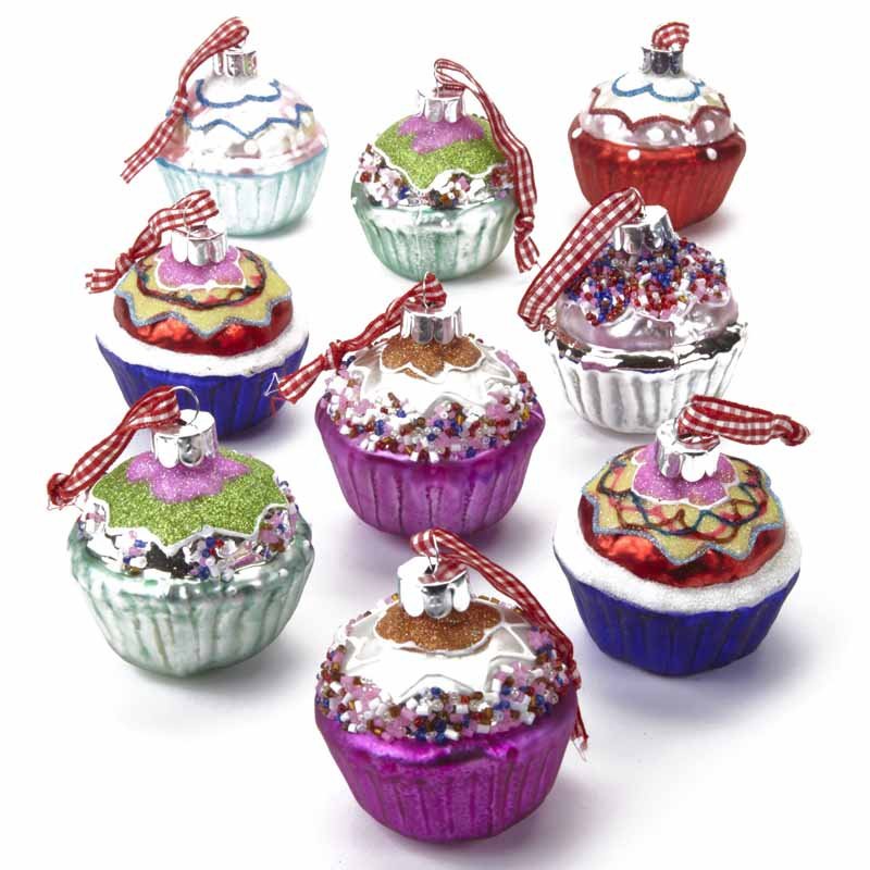 Glass Cupcake Baubles | | Christmas Decorations / Hanging Decorations ...