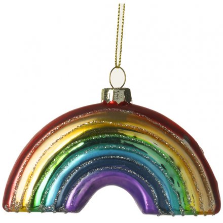 Glittered Rainbow Bauble 10cm