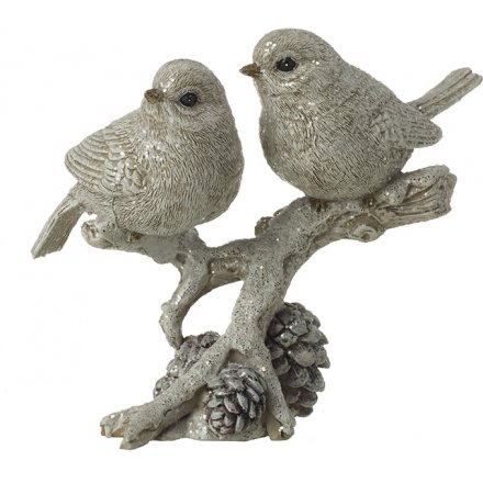 Glittery Birds on Branch Ornament 11cm