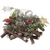 Bring a sense of the woodlands to any themed decor this Christmas season with this beautifully decorated candle holder 