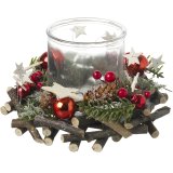 Bring a sense of the woodlands to any themed decor this Christmas season with this beautifully decorated candle holder 