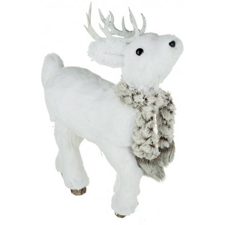 White Deer With Scarf 35cm
