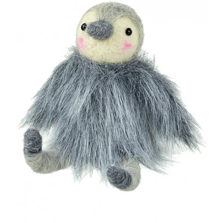 Fuzzy Body Woollen Penguin 9cm