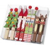  Hang up all your christmas cards in style with this fun assortment of festive themed wooden pegs 