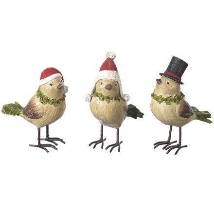 Christmas Birds in Hats
