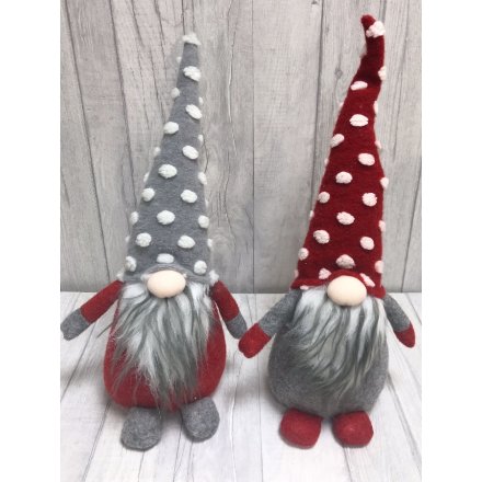 Grey and Red Perched Santa Gonks 27cm
