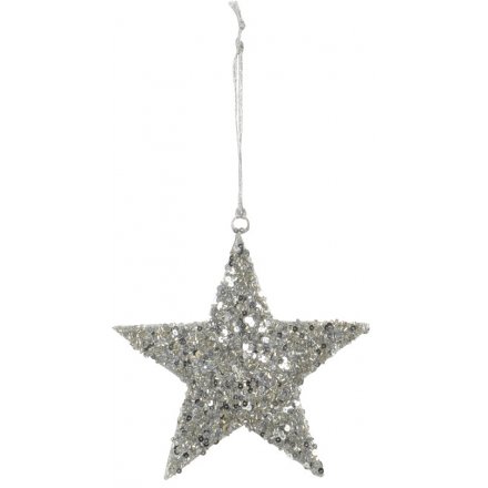 Twinkling Silver Star Hanger 18cm