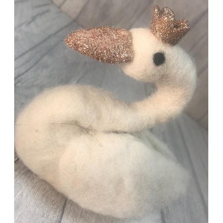 A Decorative Felt Swan With Crown