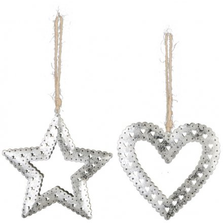 Bring a rustic charm to your home display or tree decor this Christmas season with this chic assortment of hanging stars