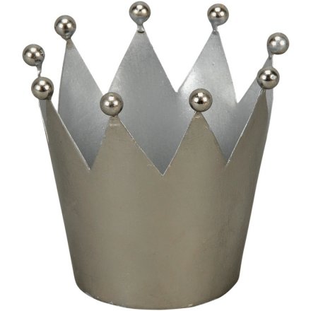 Metal Crown Silver Tlight Holder 