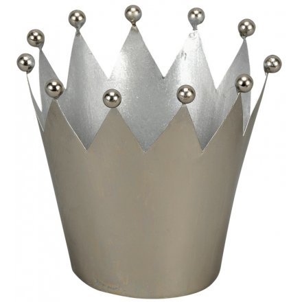 Simple Metal Crown T Light Holder Large 14cm