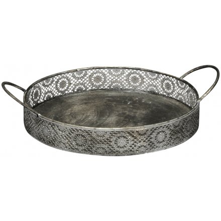 Rustic Rounded Metal Tray