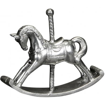 Silver Resin Rocking Horse Ornament