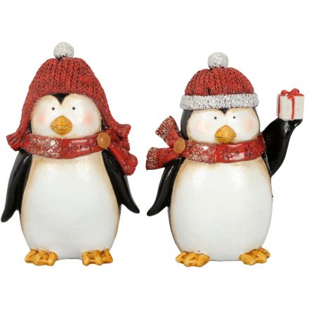 Nordic Red Standing Penguins 13.5cm