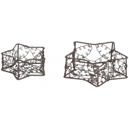 Pack of 2 Wire Star Tlight Holders