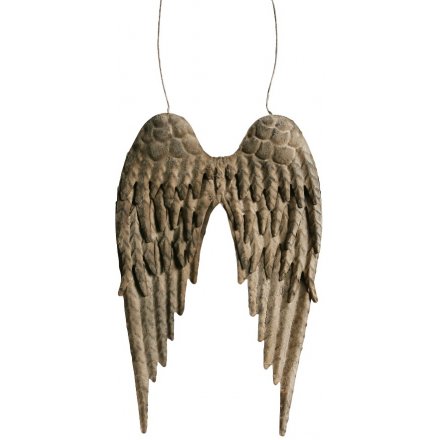 Large Distressed Hanging Metal Wings 