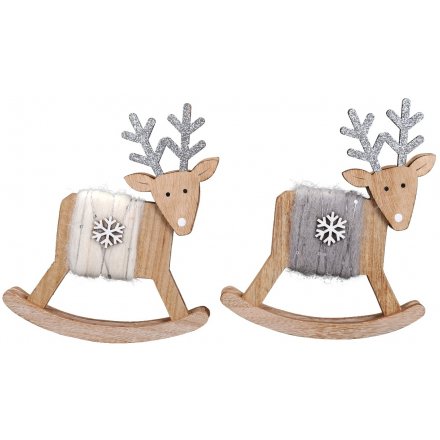 Grey and White Woollen Reindeer Decorations 