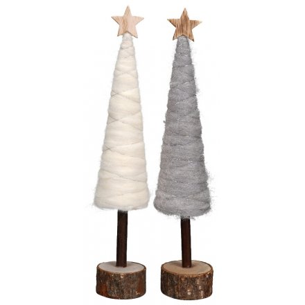 Grey and White Woollen Tree Decorations 