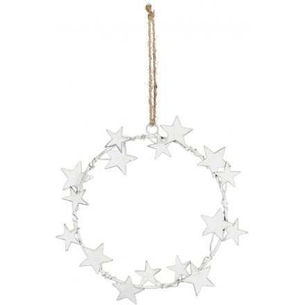  Set with a cut metal star decal, this hangin decoration will be sure to add a rough luxe edge to any home display or se