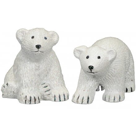 Winter White Polar Bear Cubs 9.5cm