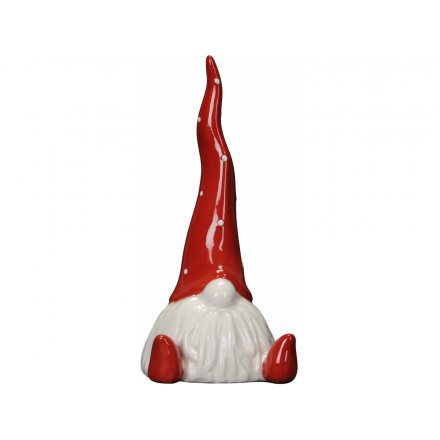 Large Ceramic Santa Gnome Ornament Gonk