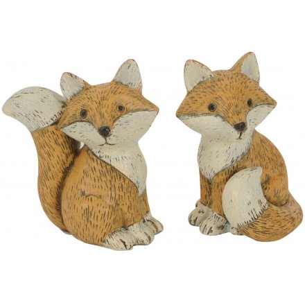 Small Resin Fox Decorations, 2 Assorted