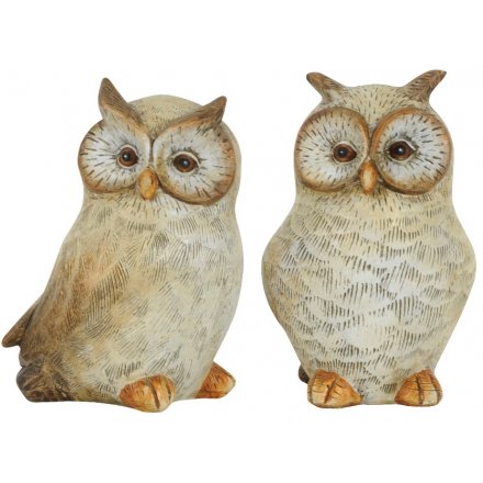 Resin Owl Decorations, 2 Assorted