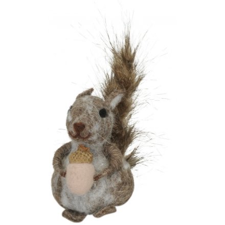 Felt Squirrel With Acorn Decoration 12.5cm