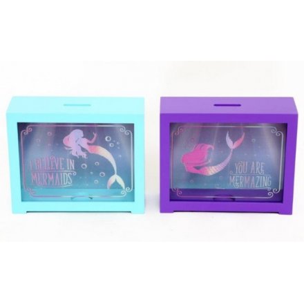 Mermaid Design Money Boxes, 2 Assorted