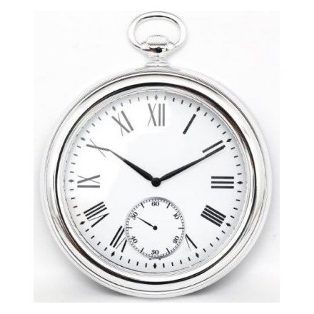 Round Silver Wall Clock 43cm