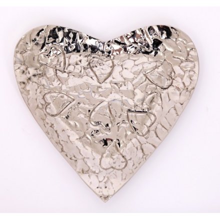 Embossed Silver Heart Dish