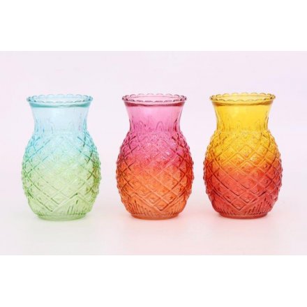 Two-tone Pineapple Vase, 3 Assorted