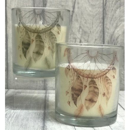  A beautiful assortment of scented wax candles printed with a charming Pure and Warm inspired Dreamcatcher print 