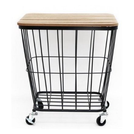 Wood & Wire Square Wheeled Table