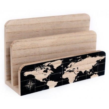 World Map Wooden Letter Rack