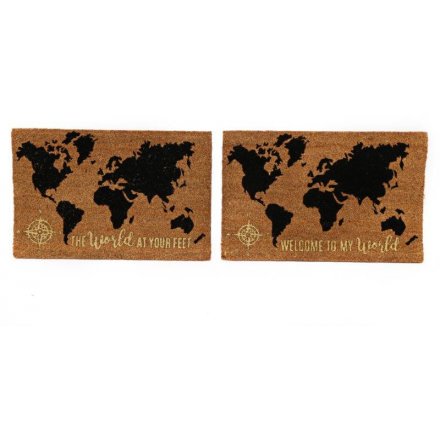 An assortment of 2 World Map Slogan Design Doormats