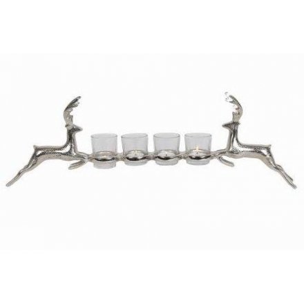 Silver Toned Stag Candle Holder 