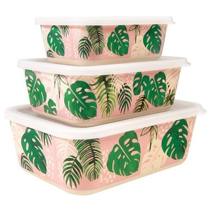 Tropical Palm Rectangular Storage Boxes, Set of 3 