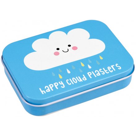  With a cheerful Happy Cloud print and assorted sized plasters, this little metal tin filled with plasters will be handy
